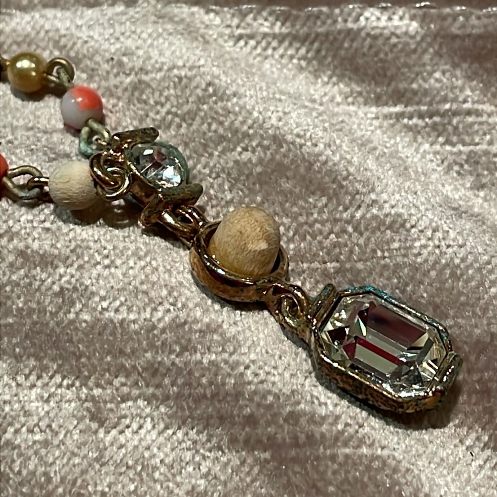 Vintage Givenchy Gold and Coral Beaded Necklace Help Rescue Me - Picture 7 of 9
